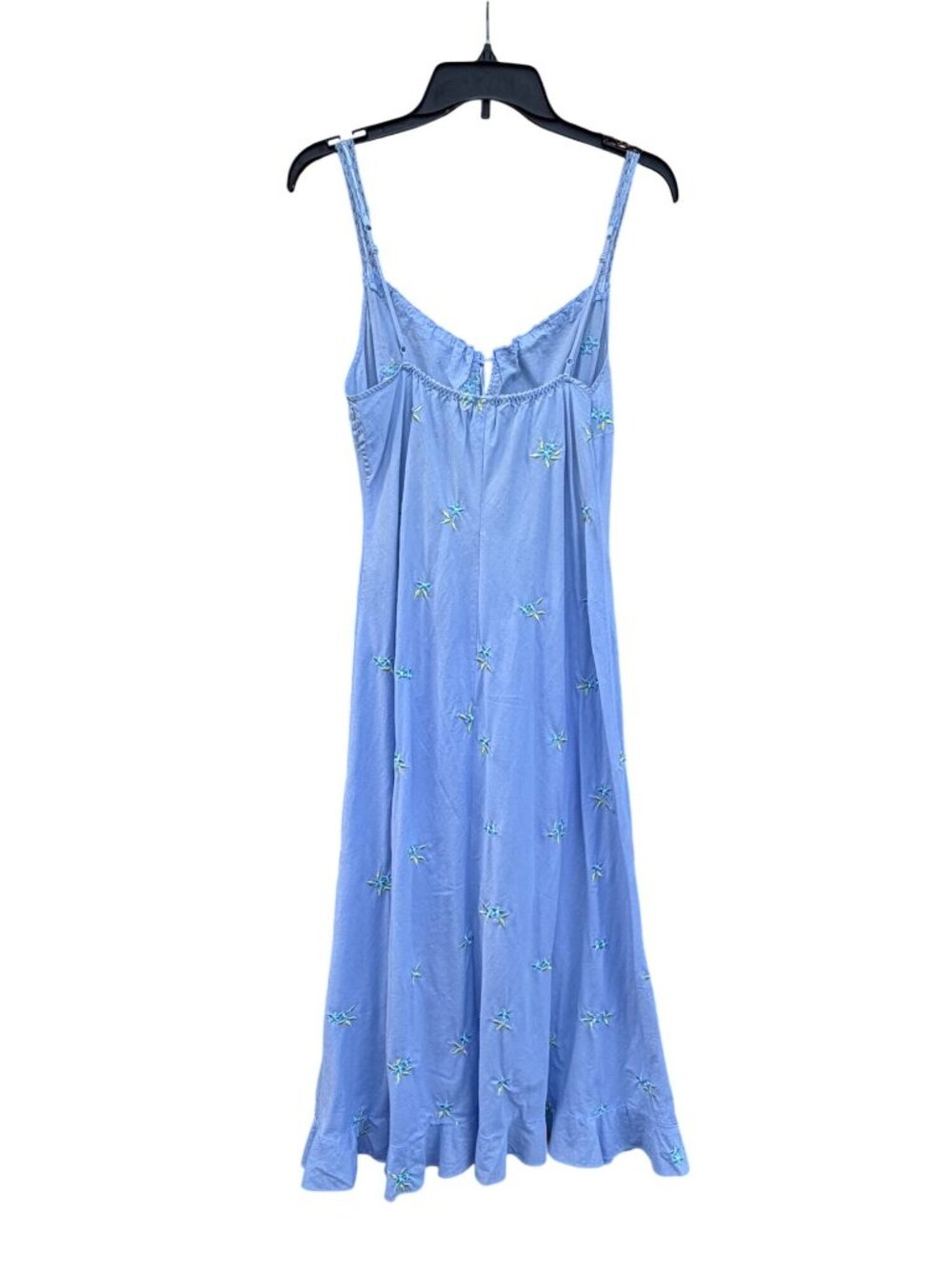 VTG Victoria's Secret Periwinkle Blue Cotton Sundress M Embroidered 100% Cotton - Picture 3 of 7